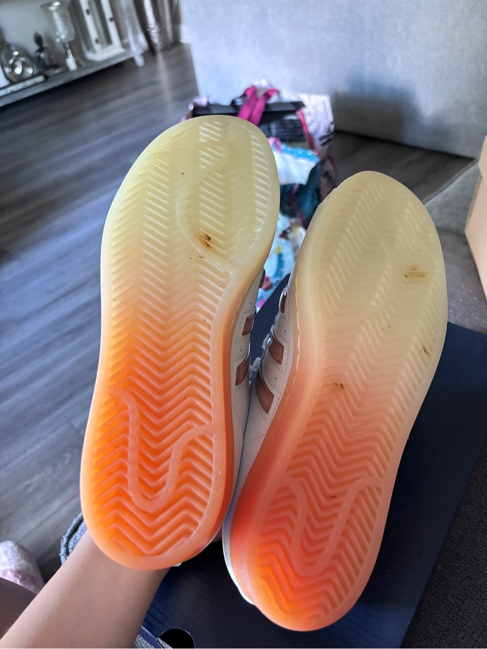 adidas White Sneakers with Peach & Purple Accents - Picture 4 of 5